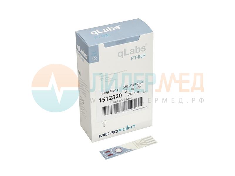 Тест-полоска qLabs® PT-INR Test Strip для определения показателей ПТВ-МНО в цельной крови 48 шт/упаковка